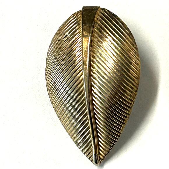 Vintage 1950's Napier Sterling Silver Gold Vermeil Leaf Clip On Earrings RARE - Picture 5 of 7
